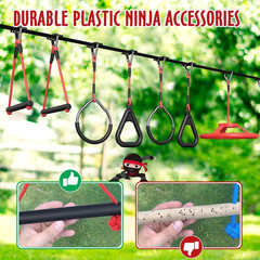 50 Ft Ninja Warrior Obstacle Course for Kids with Tree Swing, Portable Slackline
