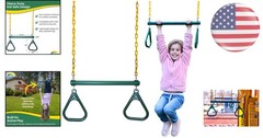 Heavy-Duty 20-Inch Trapeze Bar with Gym Rings – Safe Outdoor Play for Kids