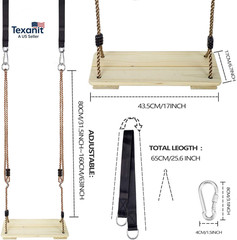 Wooden Swing Seat, Nostalgic Outdoor Wood Swing for Kids , Tree Straps Set Acces
