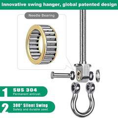 Heavy Duty Bearing Swing Hangers, 2 Pack Stainless Steel Swing Set Hooks for Woo
