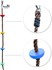 6.56Ft Climbing Rope Swing with Treads Climbing Rope Plate Swing Hanging Swing N