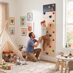 Rock Climbing Wall for Kids, 82.5 x 23.6 Inch Indoor Gym Playground Play Set …