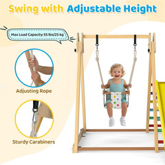 Indoor Jungle Gym, 3 in 1 Wooden Foldable Montessori Toddler Climbing Toys with