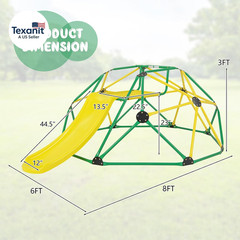 Climbing Dome with Slide, Kids Outdoor Jungle Gym Geometric Dome Climber, Steel
