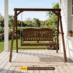 Heavy-Duty Carbonized Fir Wood Swing Frame w/Reinforced Bars & 2 Hanging Rings