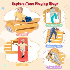 5-in-1 Indoor Jungle Gym Montessori Climbing Toys with Slide for Toddlers Wooden