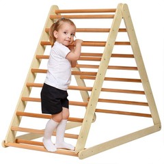 HONEY JOY Triangle Climber with Ramp, 2-in-1 Indoor Toddler Climbing Triangle Se