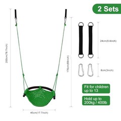 Kids Swing Seat, Heavy Duty Rope Play Secure Children Swing Set, 2 Pack Green