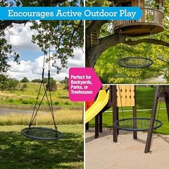 Large 40″ Wide Giant Tree Net Swing w Hanging Rope & Rings- 2 Person | Indoor