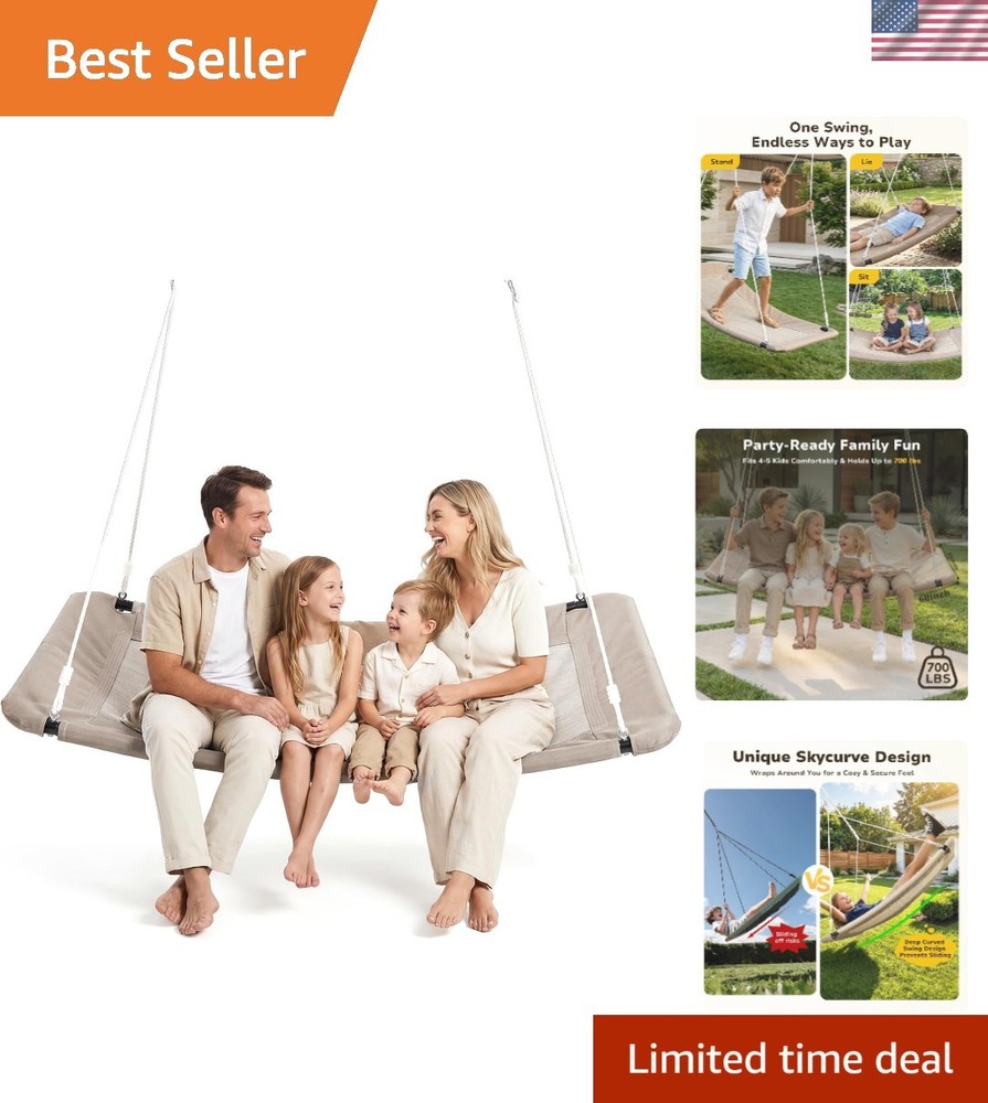60-Inch Skycurve Platform Tree Swing — Strong 700lb Capacity for Family Fun