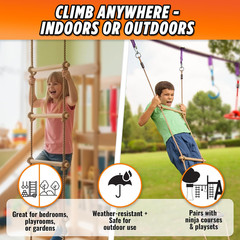 Wooden Rope Ladder for Kids – 6Ft Outdoor Climbing Ladder with Real Wood Rungs,