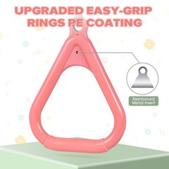 17″ Trapeze Bar Swing Set Gym Rings 47″ Heavy Duty Chain Swing Set Accessorie…