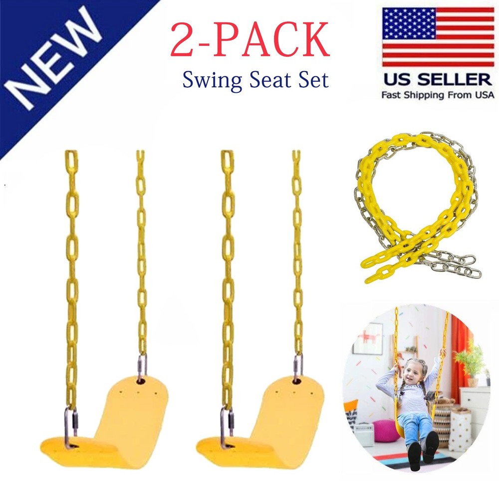 HEAVY DUTY Outdoor Swing Seat Swings Set Replacement with Chain Kids/Adult 2pcs