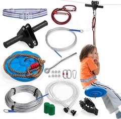 120FT Zip Line Kit 400lbs Capacity Retractors Disc Seat