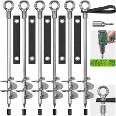 Heavy Duty Ground Anchors W/ Straps 18” Screw in Earth Anchor Kit 4 Pack 12mm