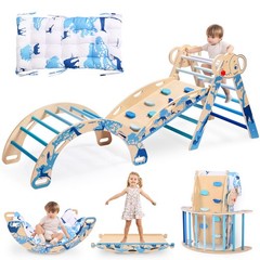Pikler Triangle Set, Montessori Foldable 8-in-1 Jungle Gym with Reversible An…