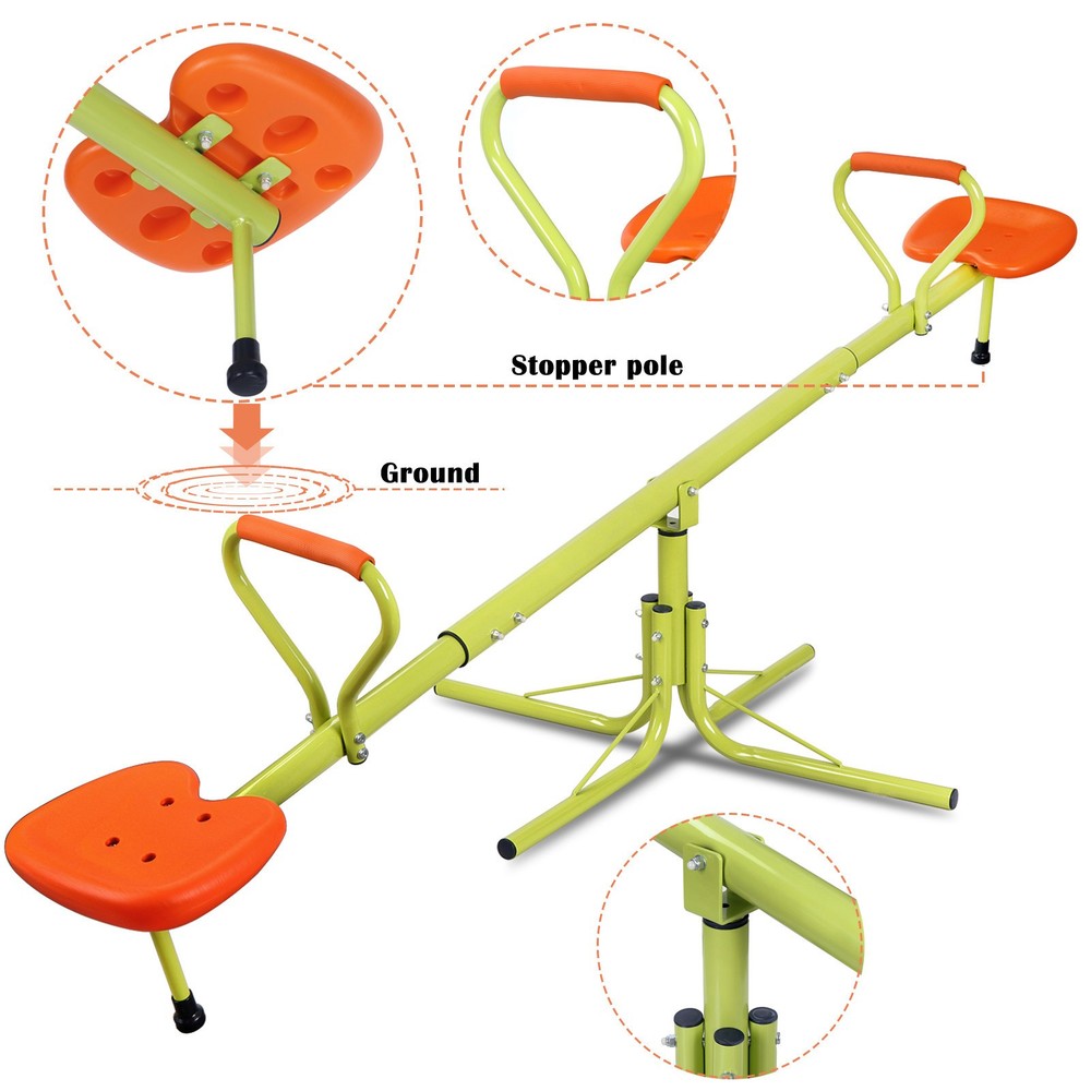 Teeter Totter Sit and Spin Seesaw Heavy-Duty 360° Rotating Kids Outdoor Toys