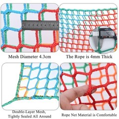 Climbing Cargo Net for Kids – Double Layers Heavy Duty 3.2 x 9.8 ft Multicolor