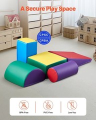 5-Piece Foam Climbing Blocks Set for Kids, Soft Toddler Play Mats