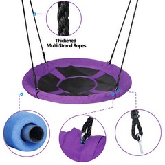 Round 40″ Saucer Tree Swing w/Adjustable Ropes Sturdy Steel Parts For Kids Safe