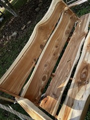 Unique Live Edge Red Cedar Wood Porch Swing with Hand Spliced Rope