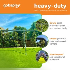 gobaplay Single Swing Playground Set with 8′ Frame Extension & Rectangle Swing