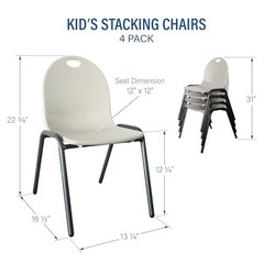 Backyard Discovery 12″ Kid’s Stacking Chairs-4 Pack- Ivory