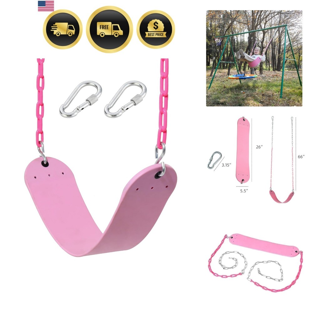 Pink Swing Seat – Heavy Duty Chain Plastic Coated – Playground Swing Set Acce…