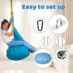 HiCamer Sensory Swing for Kids Indoor and Outdoor Pod Hammock Chair Seat Teal