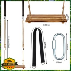 Hollowfly Wood Tree Swing Classic Style Rope