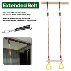 Trapeze Swing Bar with Rings, Wooden Trapeze Swing Bar with Plastic Gym Rings…