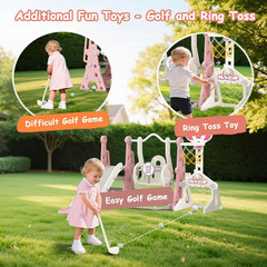 Toddler Swing and Slide Set – 6 in 1 Baby Slide for Toddlers Age 1-2, with Baske