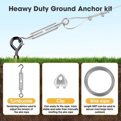 27″ Ground Anchors Shed Kits with 3/16″ Cable, 4 Pack Heavy Duty Stakes