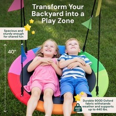 40″ Saucer Swing for Kids Outdoor – Gifts for Indoor Playroom & Birthday – Tr…