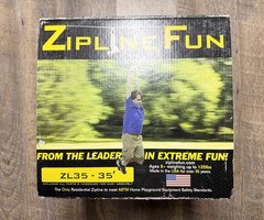 NEW Zipline Fun ZL35 – 35′ Ages 8+ up to 125lbs – Backyard Rope Zip Line Install