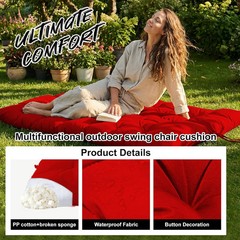 Waterproof Porch Swing Cushion Replacement, Thick 4″ 2-3 Seat Outdoor Swing Seat