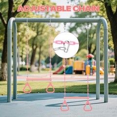 17″ Trapeze Bar Swing Set Gym Rings 47″ Heavy Duty Chain Swing Set Accessorie…