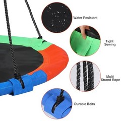 43″ Tree Swing for Kids Outdoor, Waterproof Large Round 43″-blue Green Orange