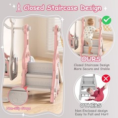 Toddler Slide and Swing Set – Baby Slide for Toddlers Age 1-2, with Basketbal…