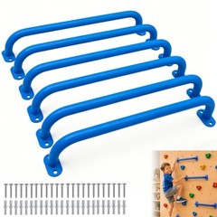 17 Inch Metal Playground Handles Set of 6, Heavy-Duty Climbing Wall Grab Blue
