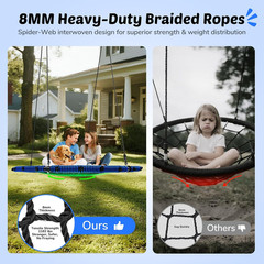 60″ Large Spider Web Saucer Tree Swing for Kids & Adults, 750Lbs Heavy Duty Outd