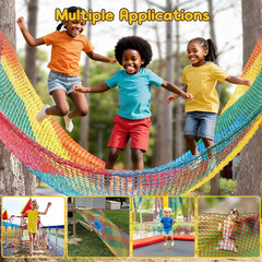 Rainbow Polyester Kids Climbing Cargo Net 9.8 X 9.8 Ft. Double Layer 1-Pack Outd
