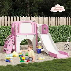Kids Playground Backyard Set,8-in-1 Toddler Slide Playset with Climber, Baske…