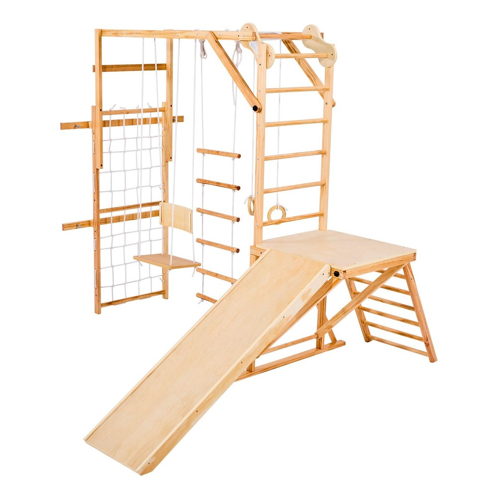 Kids Boys Girls Indoor Jungle Gym Climbing Playset Slide, Swing, Monkey Bars