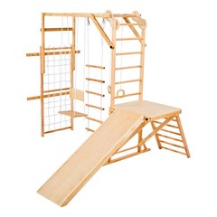 Kids Boys Girls Indoor Jungle Gym Climbing Playset Slide, Swing, Monkey Bars