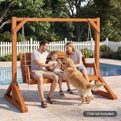 Heavy Duty Wooden Swing Frame for Adults Kids, Stable Frame Porch Swing Bench