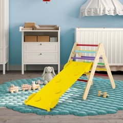 3-in-1 Wooden Climbing Triangle Set Adjustable Ramp Gift Kids With Sliding Board