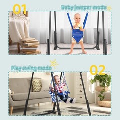 2 in 1 Baby Jumper and Swing, Toddler Swing Set with Foldable Stand, Ages 6 M…