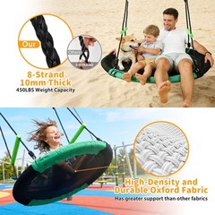 40-Inch Round Saucer Tree Swing for Backyard Fun,Heavy-Duty Steel Frame with …