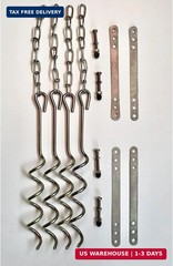 Metal Ground Anchor Kit – 4pcs Auger-Style 12 3/4″ ea. All Hardware Included. Ea